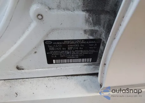 2014 Hyundai Sonata Se z USA, uszkodzony, nr VIN 5NPEC4AC8EH867377